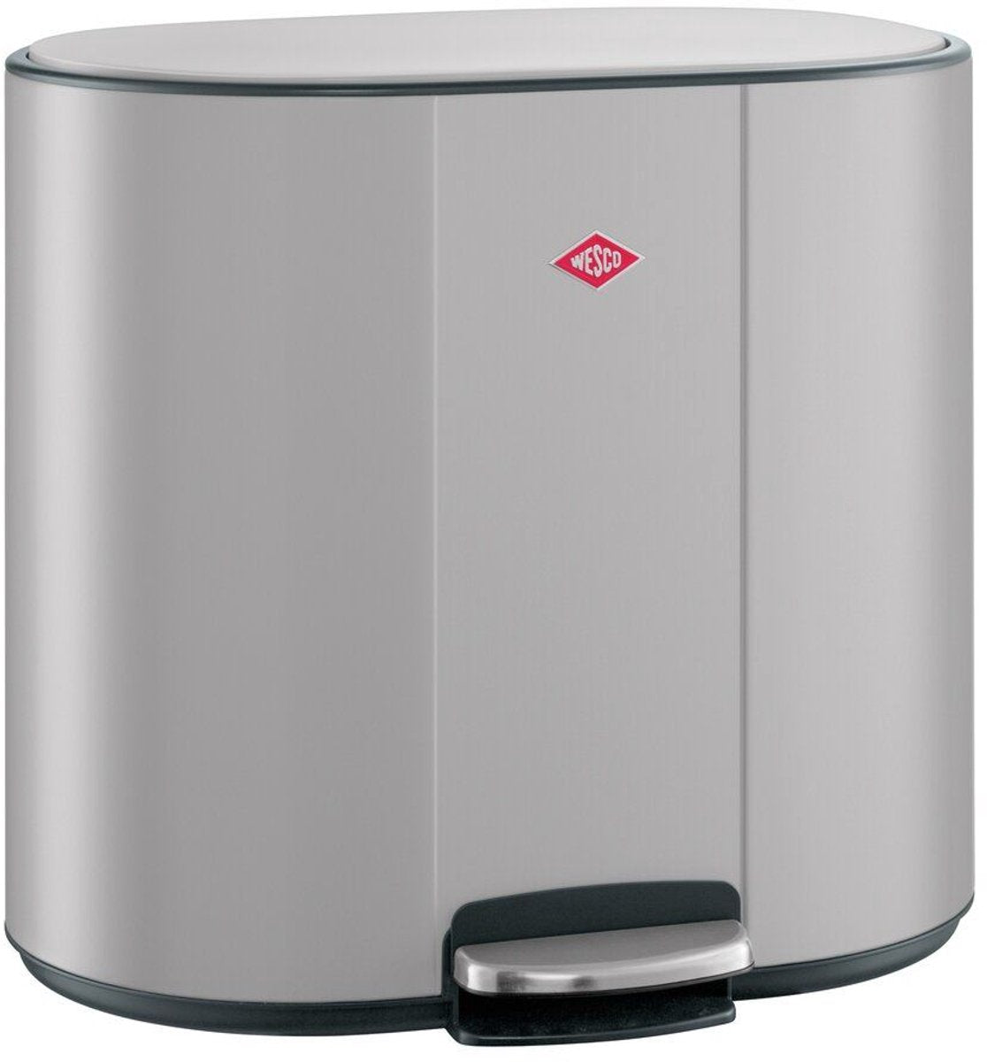 Wesco multicollector 3 poubelle tri des déchets (1x25 litres, 2x12 litres) | 49 litres | métal - gris froid mat | poubelle à pédale avec fermeture amortie et filtre anti-odeurs