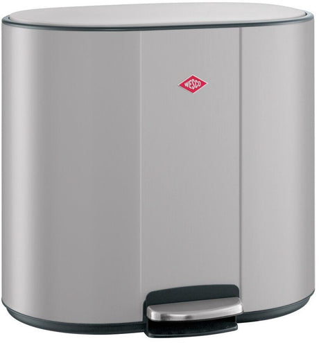 Wesco multicollector 3 poubelle tri des déchets (1x25 litres, 2x12 litres) | 49 litres | métal - gris froid mat | poubelle à pédale avec fermeture amortie et filtre anti-odeurs