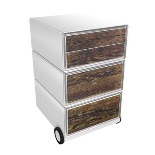 Mobiel ladeblok paperflow wood bruin, wit abs, polystyreen