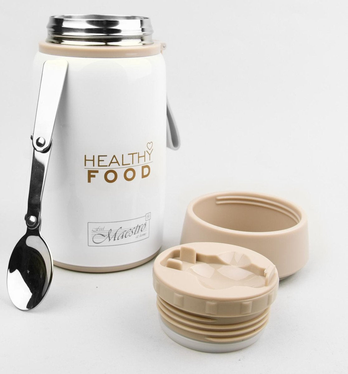 Récipient alimentaire thermos Maestro - acier inoxydable avec. cuillère pliante 800ml
