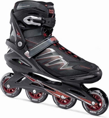 Roces big zyx 90 patins à roues alignées pour hommes - roues 4x90mm - patins à roues alignées fitness speed - noir rouge - taille 52