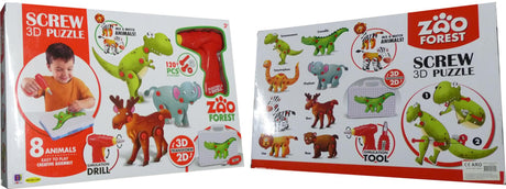 Puzzle à vis 3D Schmidt avec 8 animaux sauvages