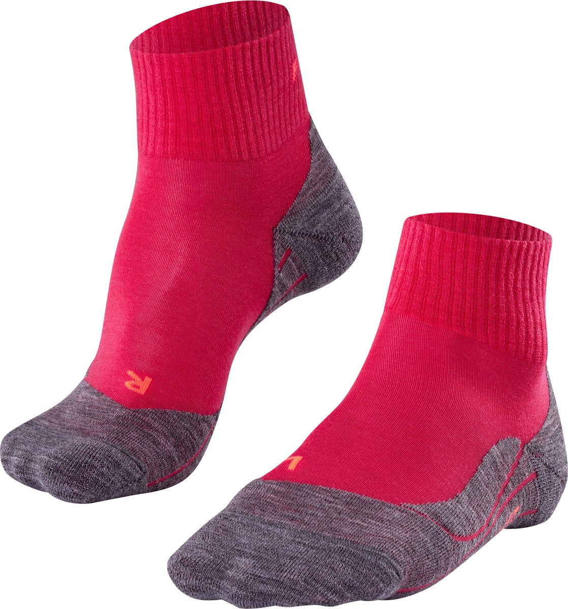 Falke tk5 chaussettes de marche courtes anti-ampoules en laine fine matière fonctionnelle femme rouge - taille 39-40