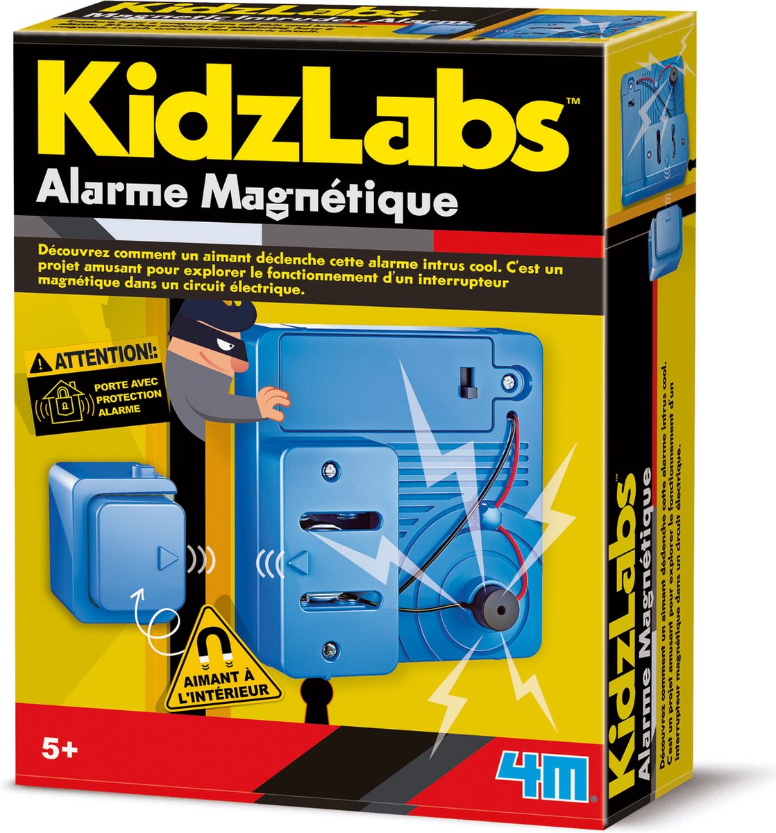 4m science et jeux - construisez votre propre alarme magnétique - kit de construction - kidzlabs - 5+