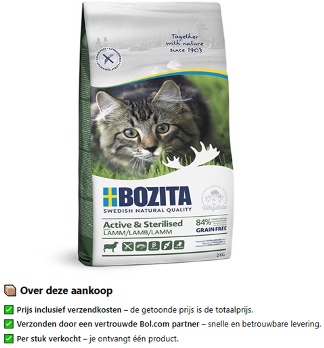 Bozita actif stérilisé - 2 kg - agneau