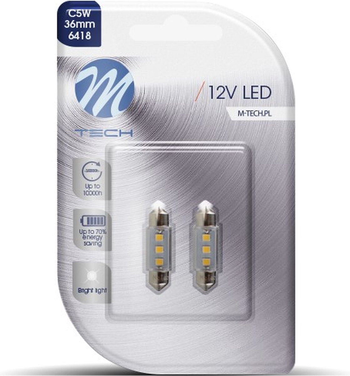 M-tech LED c5w 12v 36mm - culot 3x diode LED - canbus - blanc - set