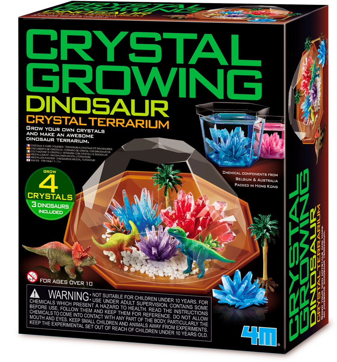 4m science et jeux - cristaux de croissance - terrarium dino - 4 x cristal 3 x dinosaure - 10+