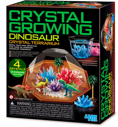 4m science et jeux - cristaux de croissance - terrarium dino - 4 x cristal 3 x dinosaure - 10+