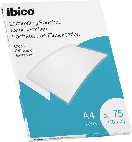 Pochettes de plastification Ibico - pour documents A4 - 2 x 75 microns - 100 pièces - brillantes