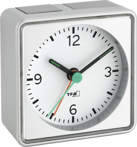 Tfa dostmann 60.1013.54 réveil quartz argent heures d'alarme : 1 aiguilles fluorescentes