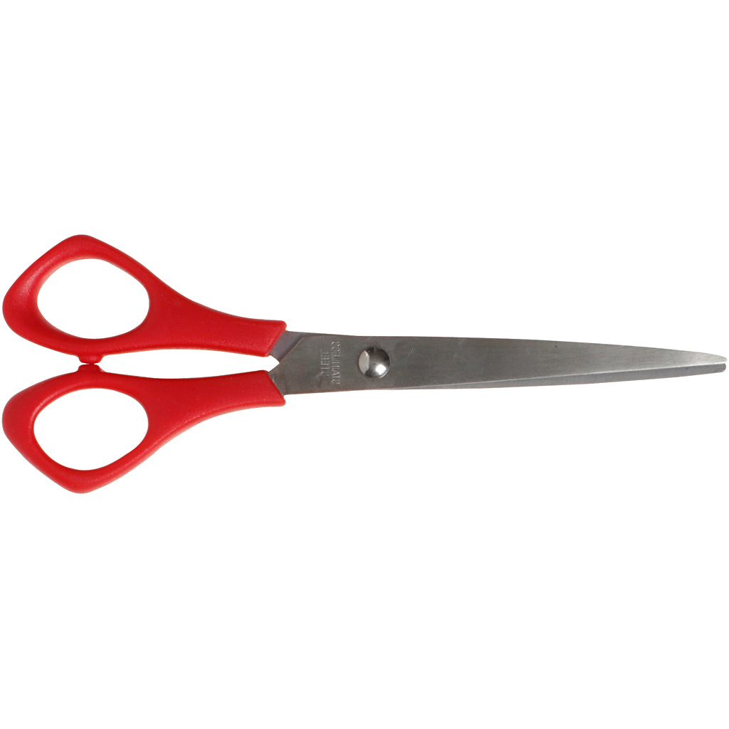 Ciseaux scolaires Creativ Company, L: 16 cm, pointus, gauchers, rouges, 1 pièce