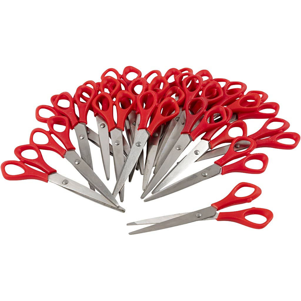 Ciseaux scolaires Creativ company, L: 16 cm, pointus, droitier, rouges, 24 pièces 1 boîte
