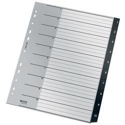Numerieke tabbladen leitz recycle 1208 grijs pp (polypropeen)