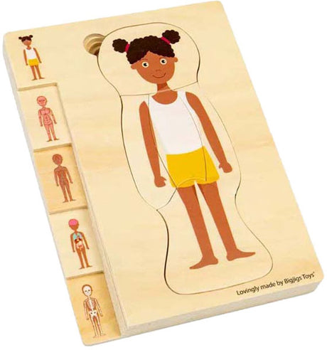 Puzzle d'anatomie en bois Bigjigs - fille, 26 pcs.