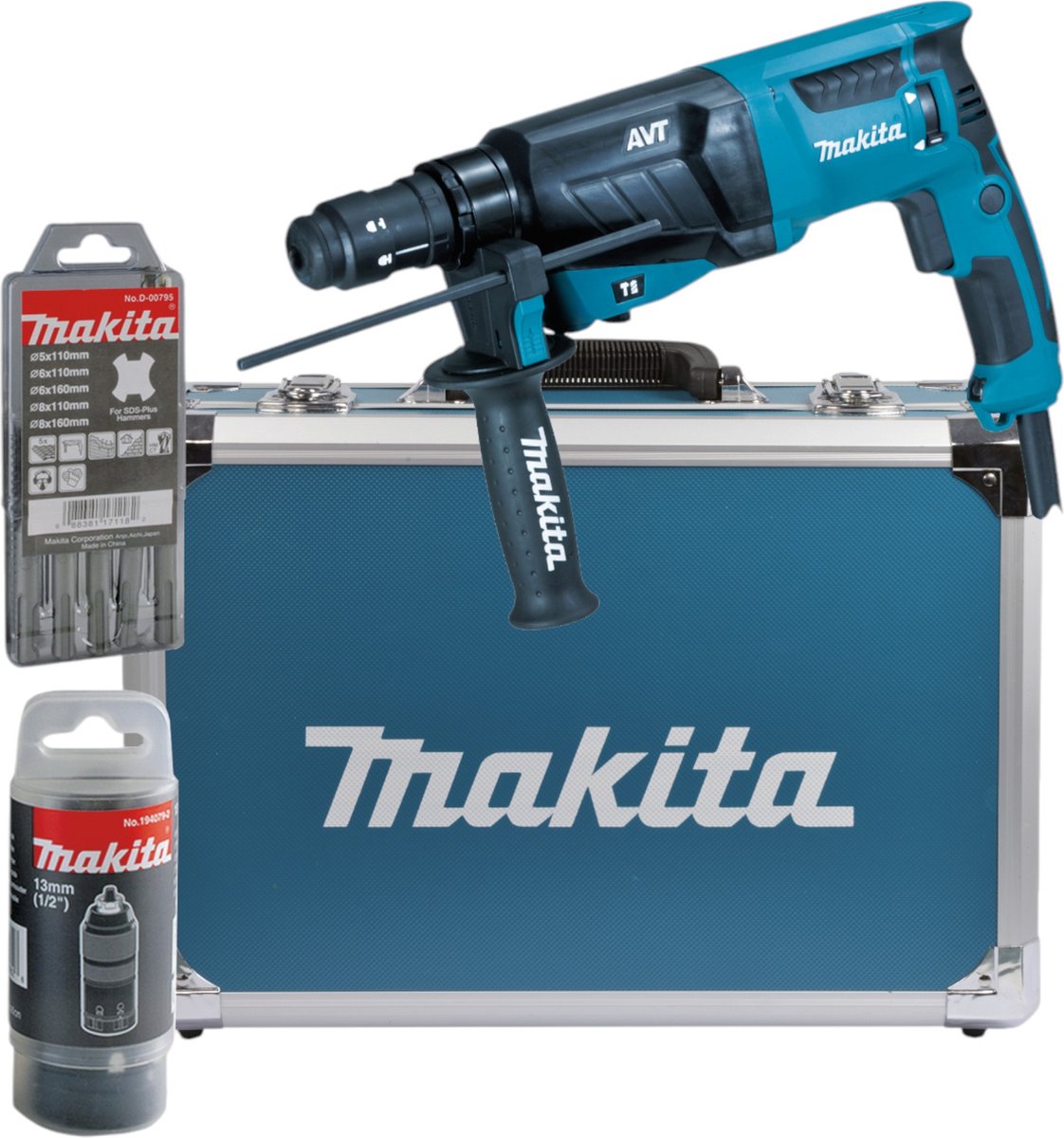 Makita hr2631ft13 marteau combiné tête de perçage interchangeable + jeu de forets