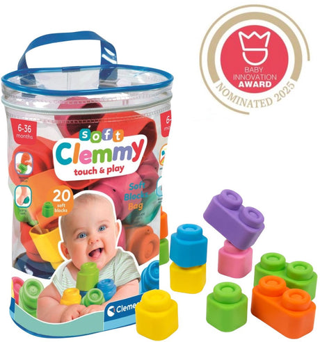 Clementoni Baby Soft Clemmy Blocks avec sac de rangement, 20dlg.