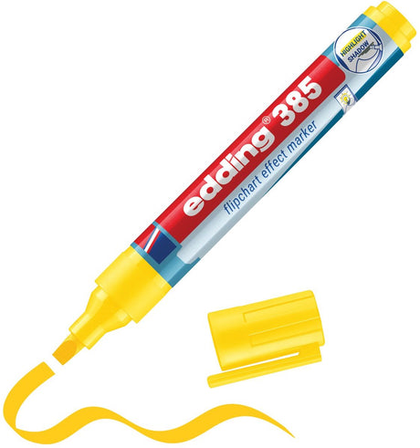 Edding 385 surligneur à pointe flexible jaune - 1 pièce - rechargeable - surligneur pour tableaux à feuilles mobiles et papier normal