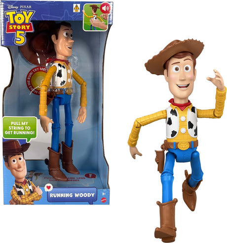 Mattel Disney et Pixar Toy Story 5 figurine articulée Running Woody de 30 cm - plus de 50 sons - Français