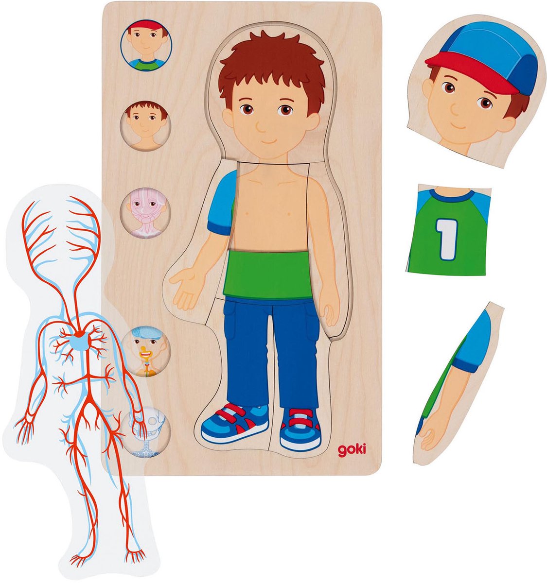 Goki Wooden Cose Puzzle Body Boy, 29e.