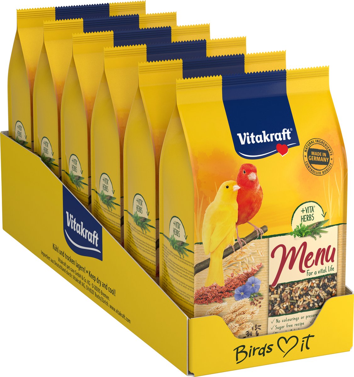 Vitakraft menu nourriture pour oiseaux - canari - 6x500 grammes