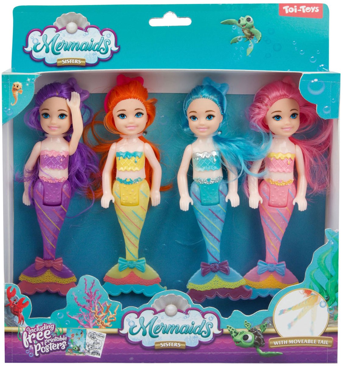 Toi-toys sirènes poupée sirène sœurs, 4 pièces.
