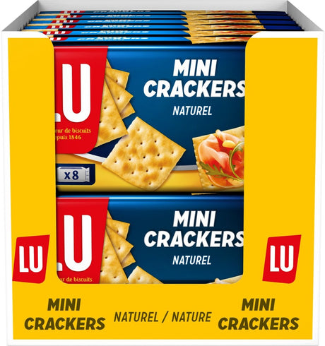 Lu mini crackers natural - boîte 12 x 250g - 8 paquets - crackers pour boissons - toasts - mini crackers - petit déjeuner