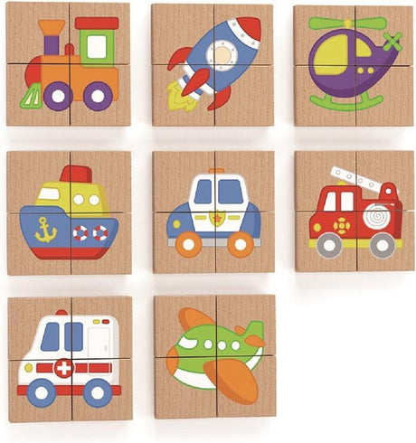 Vigatoys viga puzzle magnétique en bois - véhicules certificat FSC