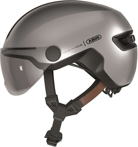 Casque de vélo Abus Hud-y Ace gleam silver m - 54-58 cm - argent - adapté pour une utilisation sur vélos électriques - vélos de ville - 430 g