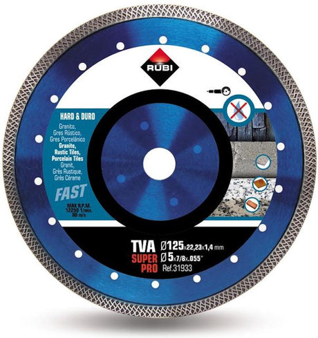 Rubi tva superpro - disque diamant - 125mm - turbo viper edge - pour coupe à sec