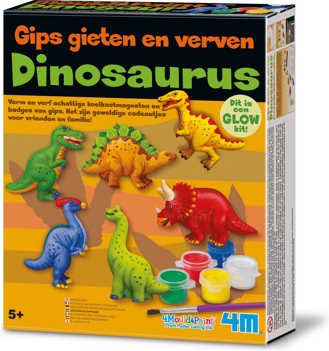 4 m d'artisanat brillent dans le noir - verser et peindre - dinosaure - jouets créatifs - 5+