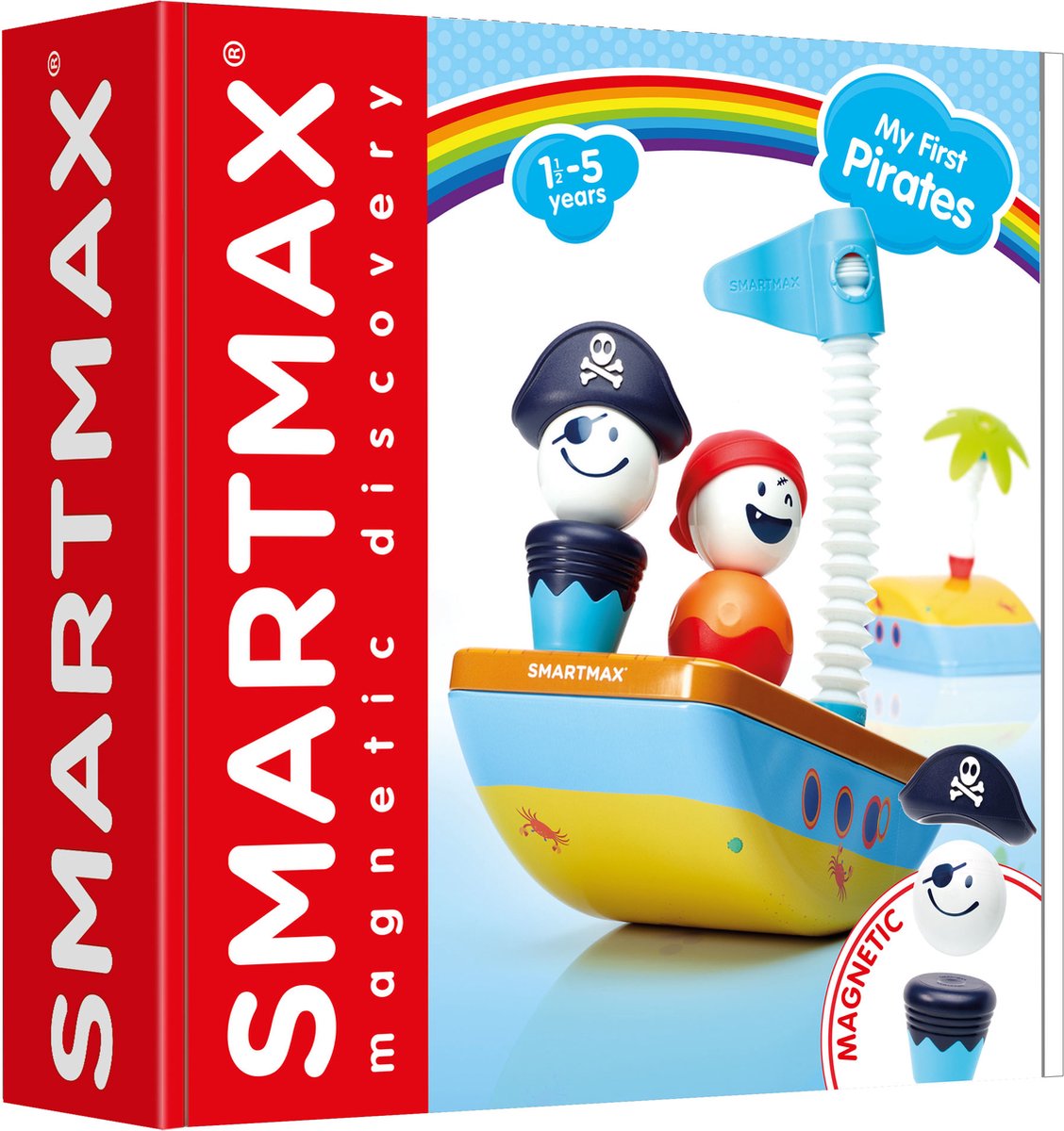 Smartmax mes premiers pirates - jeu de pirate magnétique - jeu de construction dans un coffret de rangement en métal - jouets éducatifs pour les tout-petits - à partir de 1 an