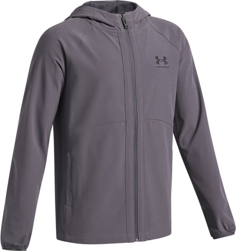 Under armour ua vibe tissé coupe-vent-gris veste de sport pour garçons - Castlerock - noir