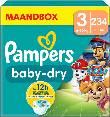 Pampers baby-dry Paw Patrol édition taille 3, 234 couches, 6kg-10kg