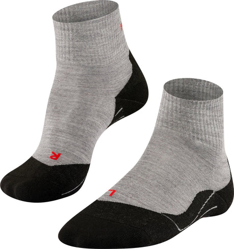 Falke tk5 chaussettes de marche courtes anti-ampoules en laine fine matière fonctionnelle hommes gris - taille 44-45