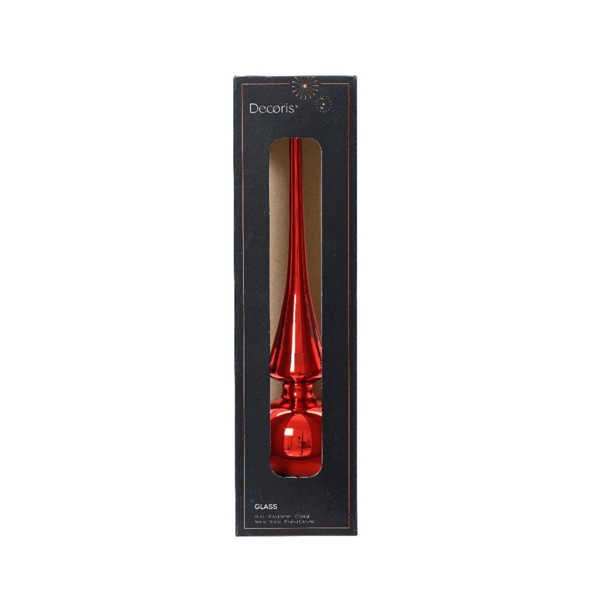 Decoris Peak verre brillant Noël rouge 26cm