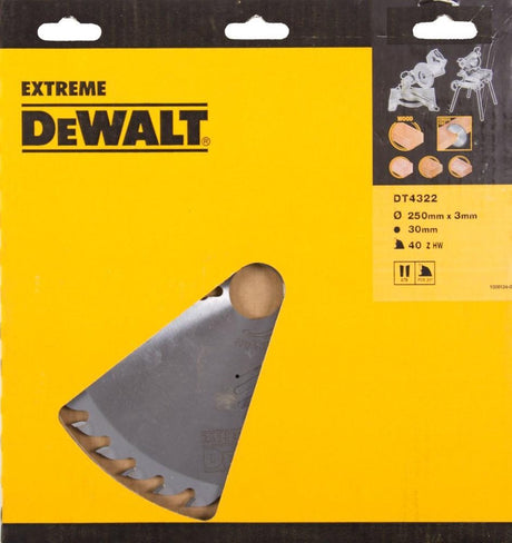Lame de scie circulaire Dewalt pour le bois | extrême | ø 250mm trou d'axe 30mm 40t - dt4322-qz