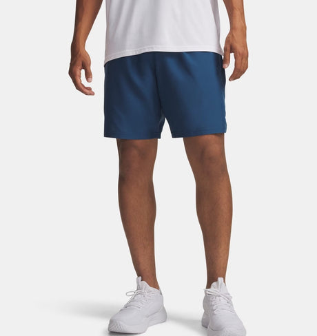 Under Armour ua tech woven wordmark short-blu pantalon de sport pour hommes - wham bleu - blanc