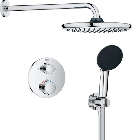 Système de douche encastré de précision Grohe - panneau de commande rond - chrome