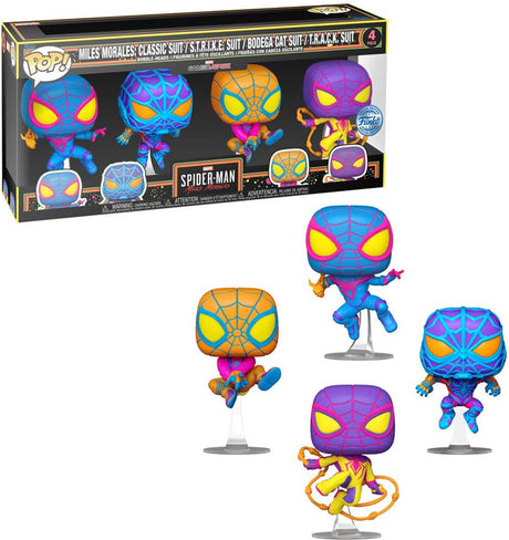 Funko-pop ! Marvel Miles Morales - Blacklight US exclusif 4-pack