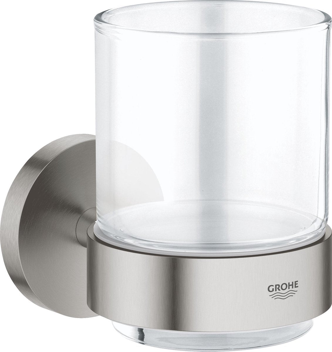 Support Grohe Essentials avec verre - supersteel (aspect inox)