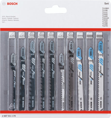 Bosch accessoires jeu de 10 lames de scie sauteuse bois et métal - 2607011170