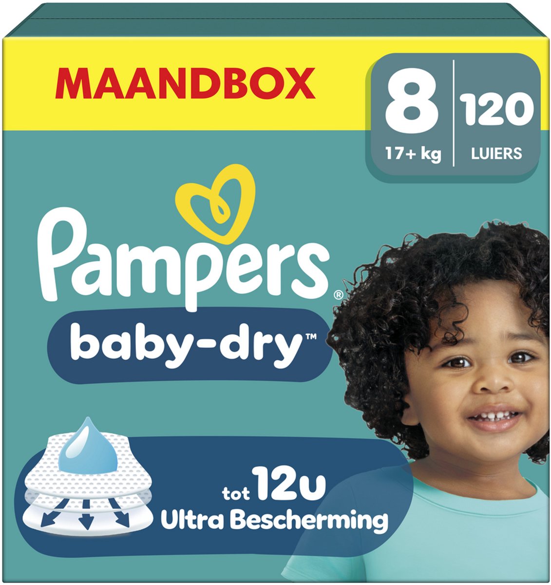 Pampers baby-dry taille 8 - 120 couches - 17kg+
