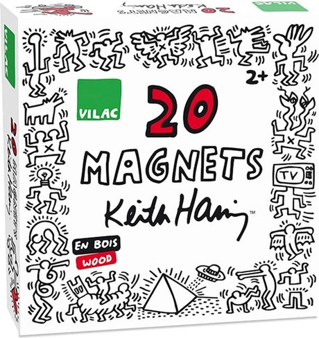 Aimants Vilac Keith Haring - 20 aimants d'art en bois pour enfants.