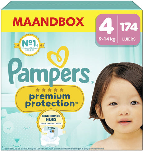 Pampers protection premium taille 4, 174 couches, 9kg-14kg