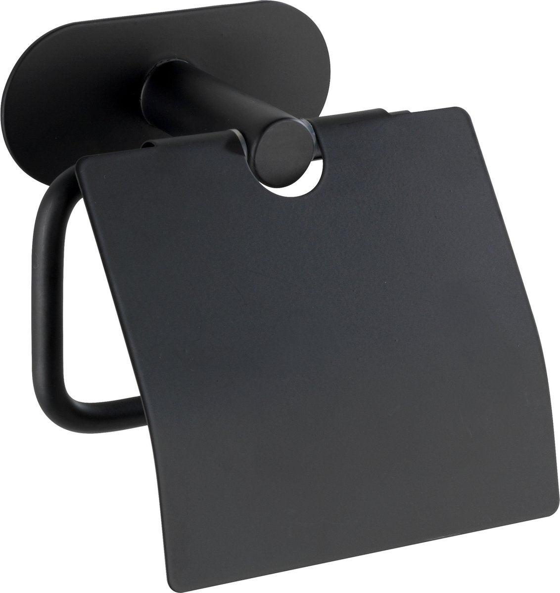 Wenko turbo-loc® Porte-rouleau papier toilette avec rabat orea acier inoxydable noir mat - porte-papier toilette - porte-rouleau papier toilette - montage sans perçage - autocollant - 10 ans de garantie