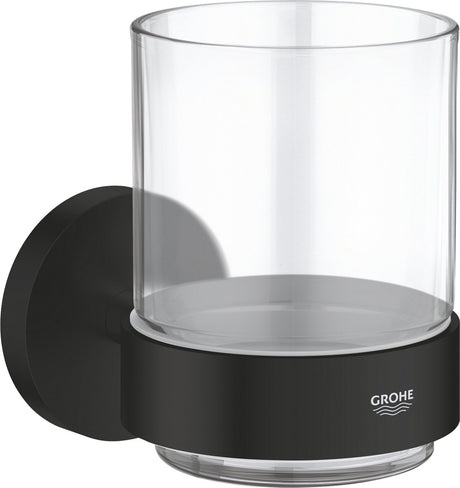 Grohe quickfix start verre avec support - verre métal - noir mat