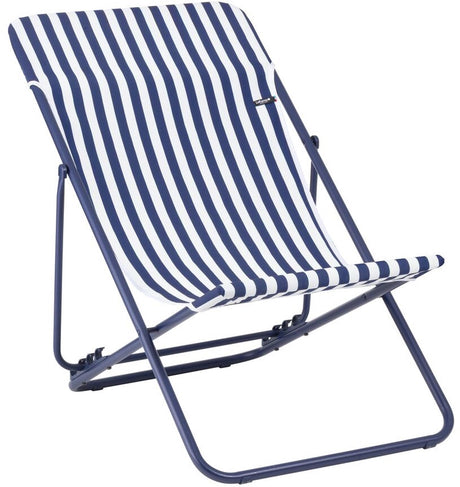 Lafuma maxi transat - chaise de plage - pliable - réglable - airlon - rayé indigo (bleu)