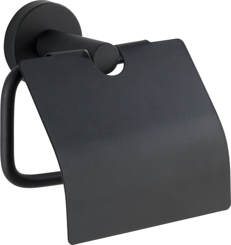 Wenko Porte-rouleau de papier toilette avec rabat bosio acier inoxydable noir mat - porte-rouleau de papier toilette
