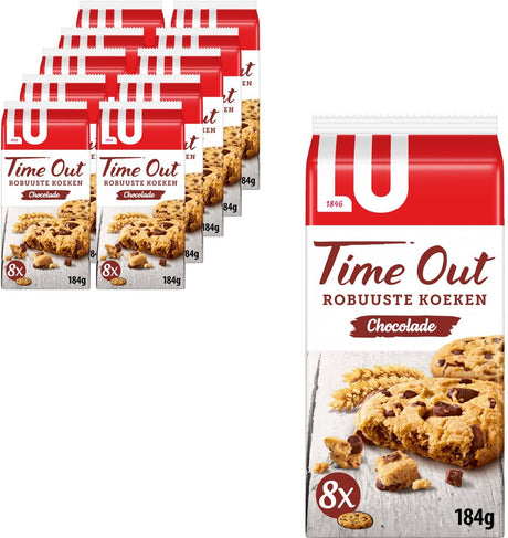 Lu time out biscuits au chocolat robustes 10 x 184g (8 x 23g) - cookies - cookie on the go - café - thé - travail - stock