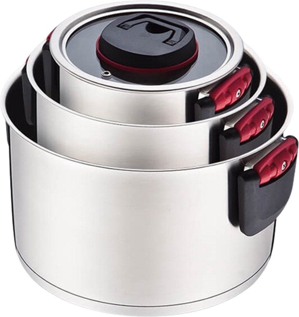 Maestro - set de casseroles 3 pièces - manche en acier inoxydable matériau plastique